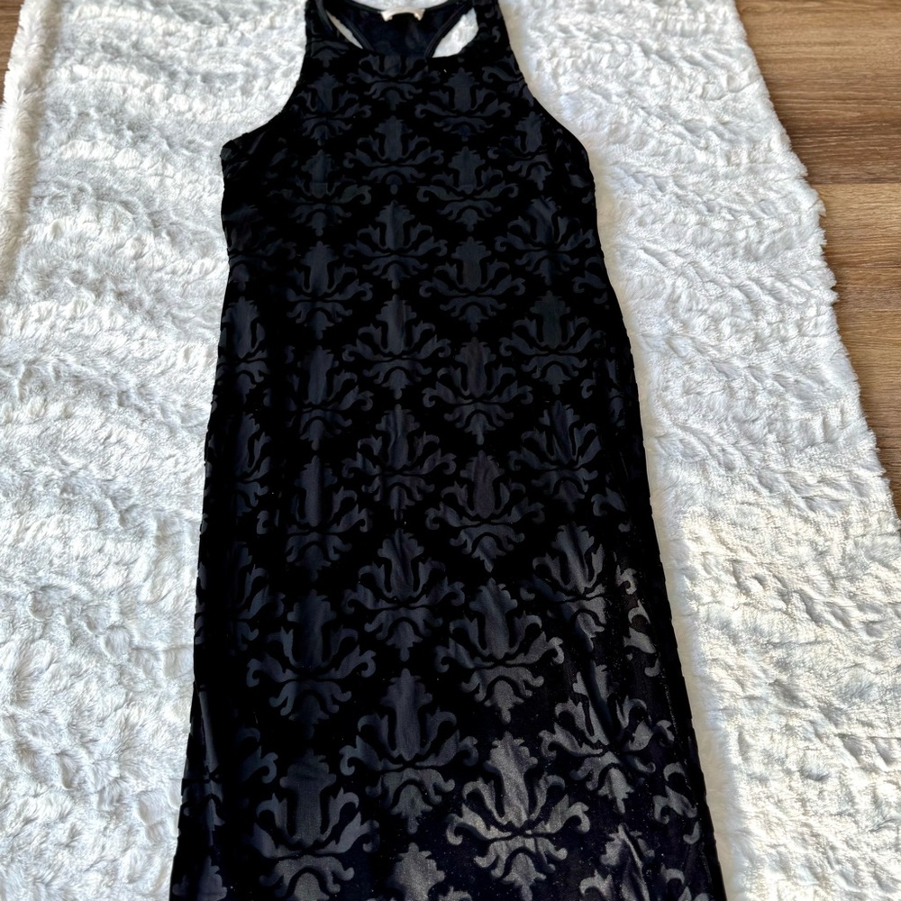 Urban Outfitters - Pins and Needles Baroque Black Velvet Midi Dress - Small - Picture 7 of 8